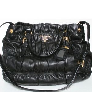 Prada Nappa Gaufre Bag Black Leather Satchel